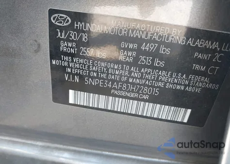 2018 Hyundai Sonata Sport/Limited/Sel from USA, damaged, VIN 5NPE34AF8JH728015